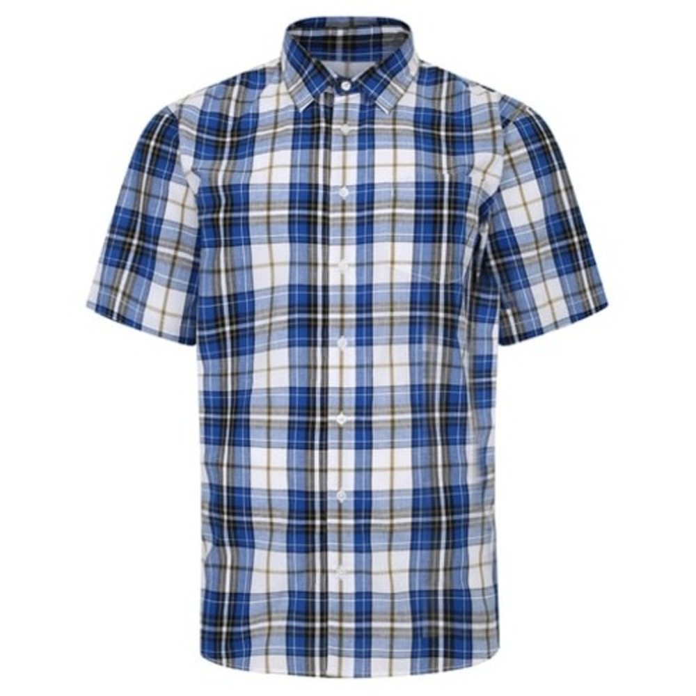 Bigdude Men's Royal Blue White Cutaway Collar Checked Shirt Size 4XL NWT‎
